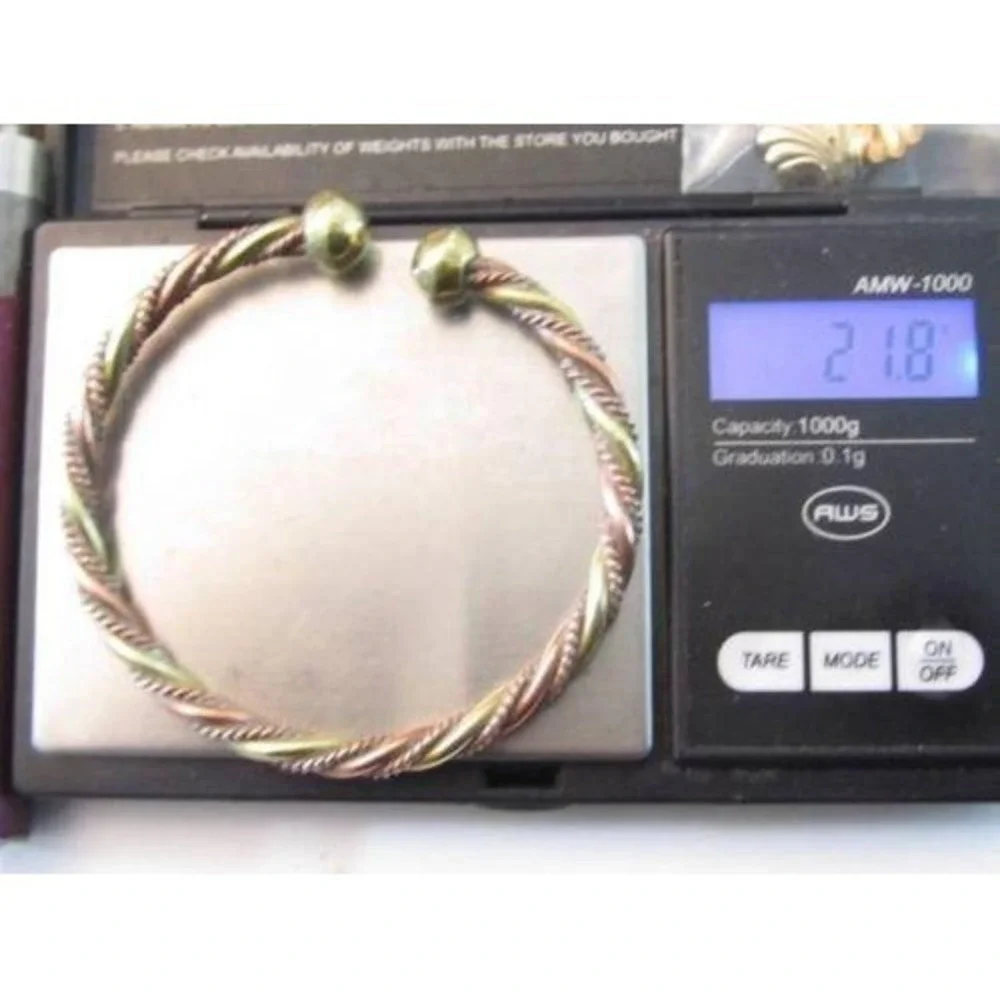 Vintage‎ Detailed Braided Copper & Brass Golden Cuff Bangle Bracelet